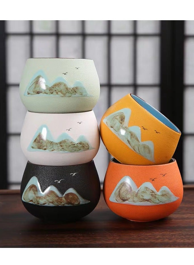 MIXDE Set Of 5 Double Walled Ceramic Espresso Coffee Cup 5 Ceramic Espresso V60 Coffee/Tea Cups Arabic Mug Nice Packaging Used as Gift 130mL Each Multicolour - Image 1